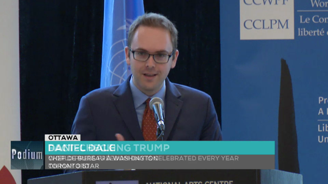 Podium : Discours de Daniel Dale lors de la Journée mondiale de la liberté de la presse