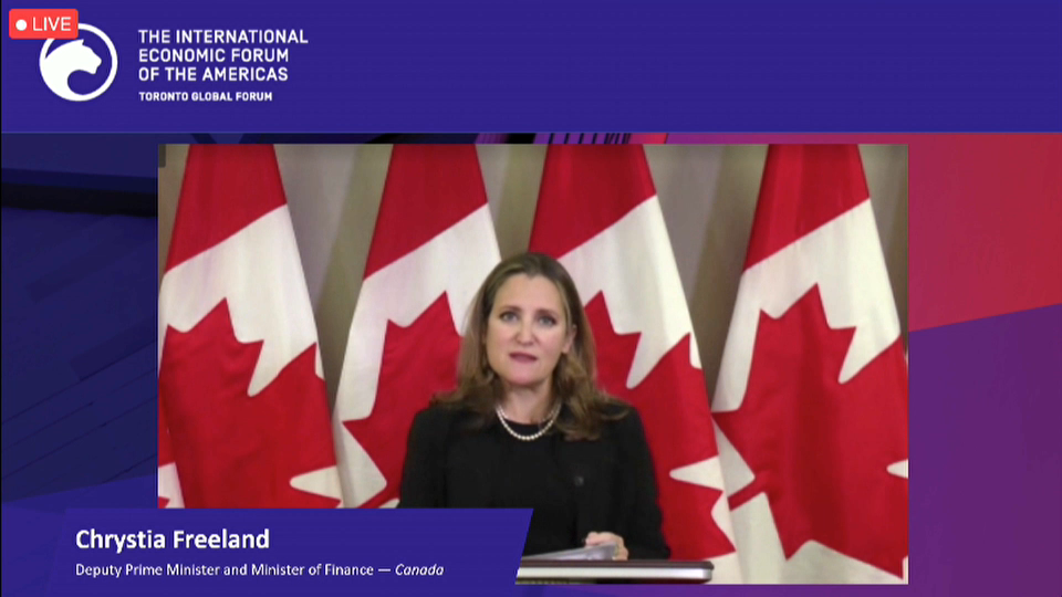 COVID-19 : La réponse du Canada : Discours de la min. des Finances Chrystia Freeland au Forum mondial de Toronto