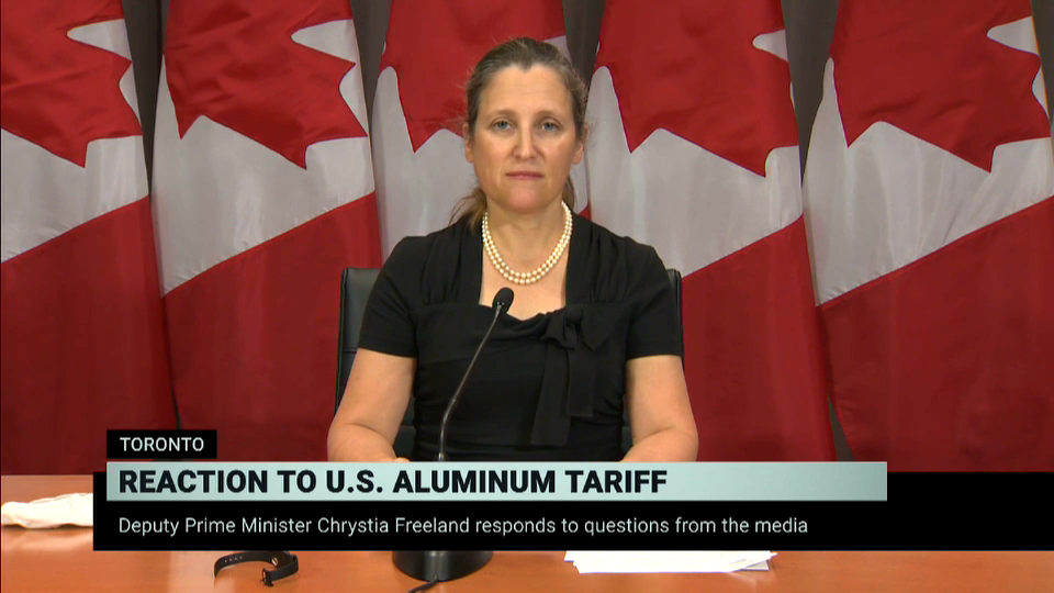 Headline Politics : Deputy PM Chrystia Freeland on U.S. Aluminum Tariffs – August 7, 2020