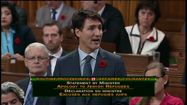 House of Commons Proceedings : Prime Minister Justin Trudeau Apologizes for 1939 Rejection of Jewish Refugees