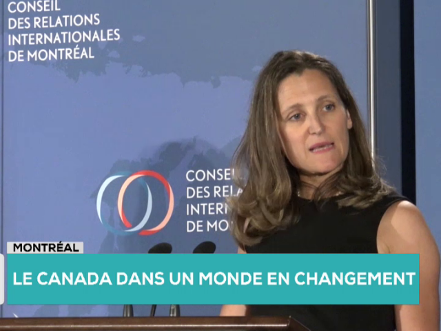 Podium : Chrystia Freeland s’adresse au Conseil des relations internationales de Montréal