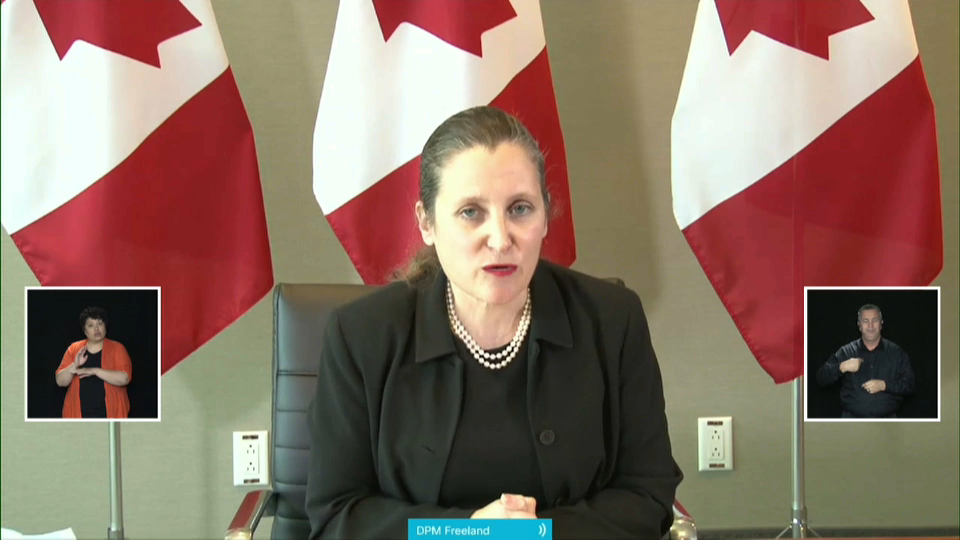 Headline Politics : Finance Minister Chrystia Freeland Announces COVID-19 Aid for Businesses