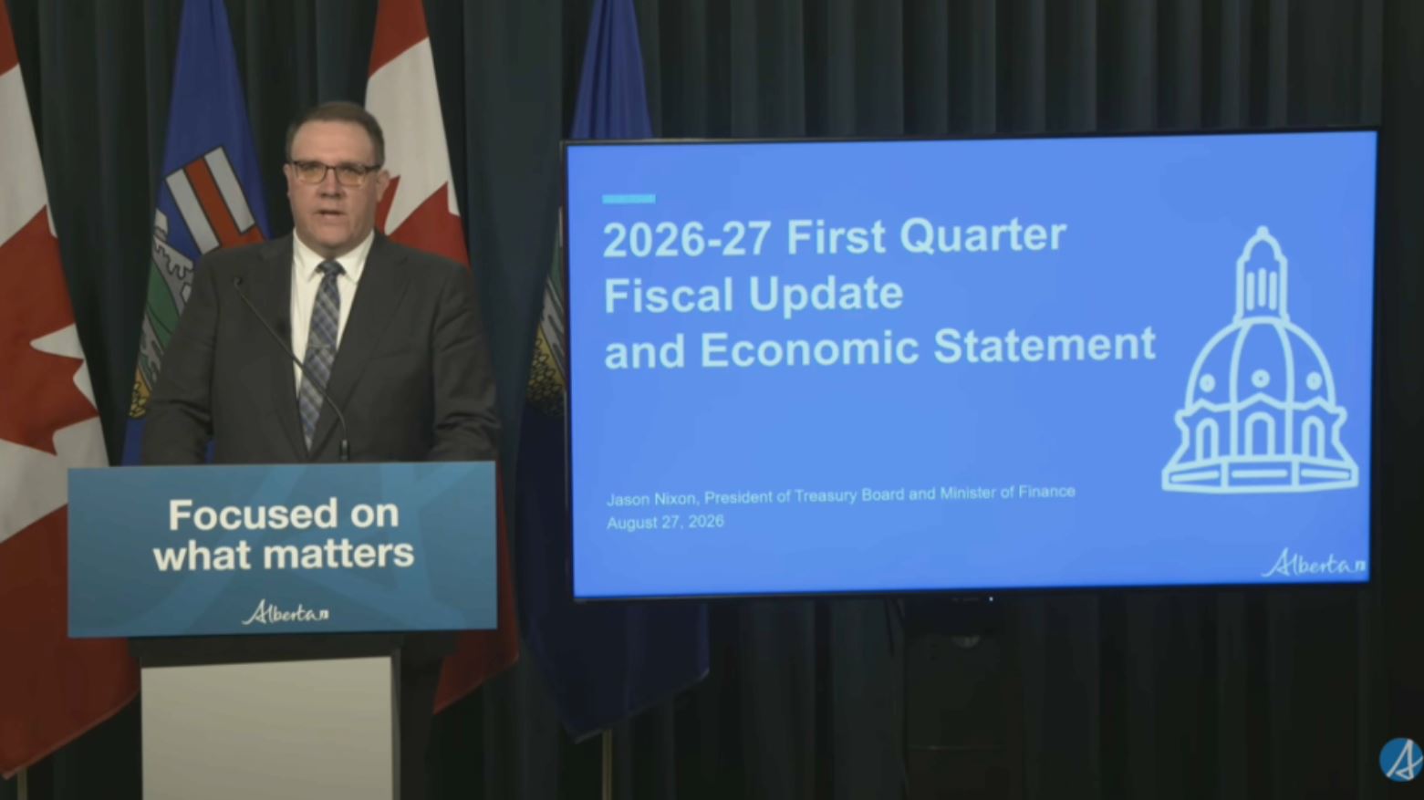 Headline Politics : Alberta Finance Minister Provides Fiscal Update – August 27, 2026