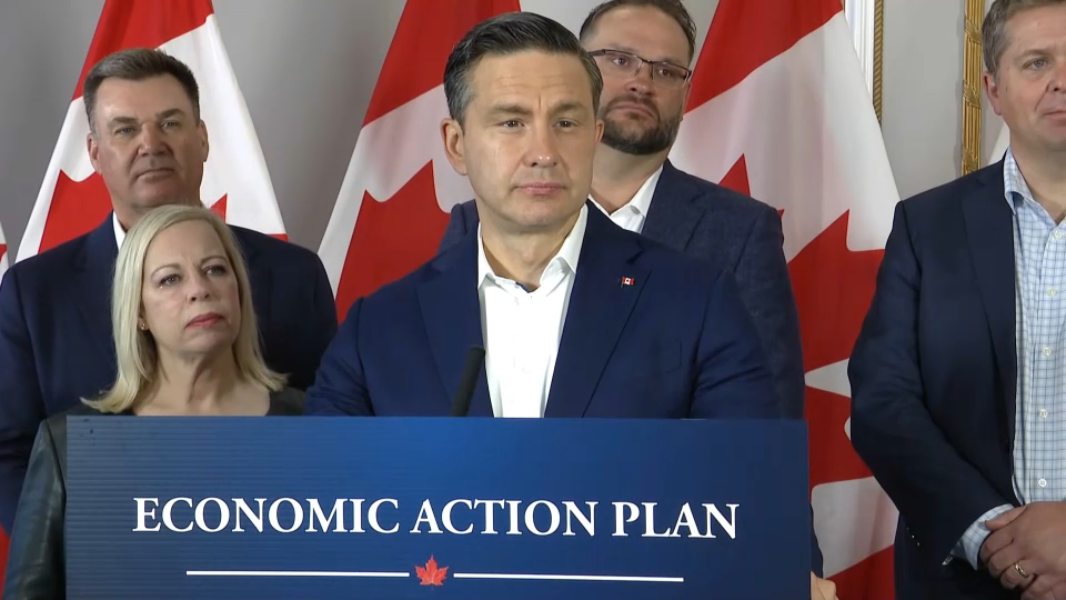 Conservative Leader Pierre Poilievre Speaks with Reporters in Regina