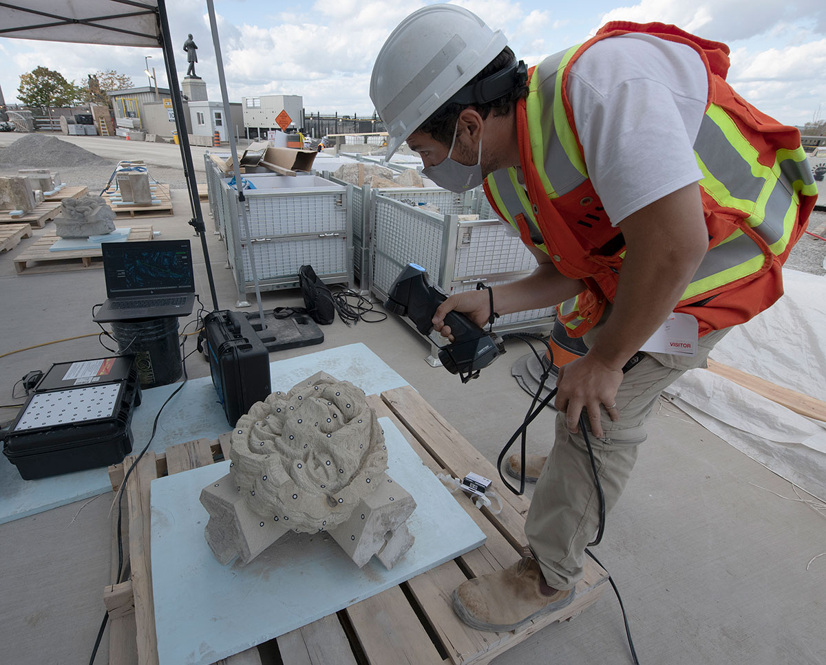 Scanning stone carving